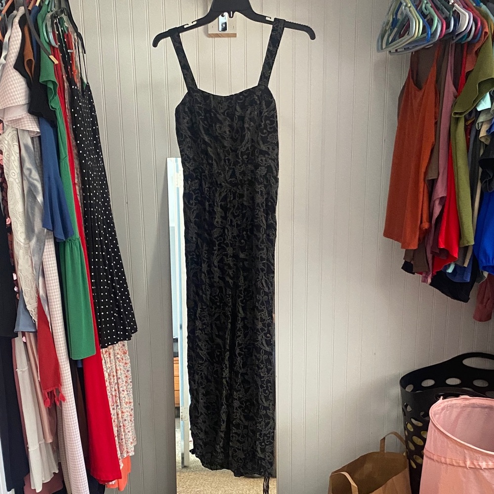 Universal Thread Black Jumpsuit Floral/Paisley-like